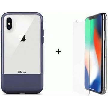 Otterbox Duo iPhone X / XS Case + Alpha Glass Hoesje - Navy Blue