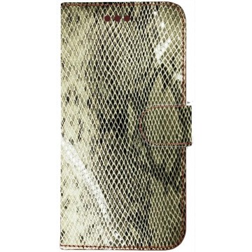 Made-NL Apple iPhone 12 Pro Max Beige leder met een mooie glans slangenprint