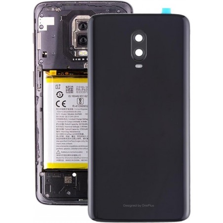 Originele batterij achterkant met cameralens voor OnePlus 6T (gitzwart)