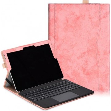 Let op type!! Koeienhuid textuur PU Laptop tas Lederen Case voor Microsoft Surface gaan (donker blauw)