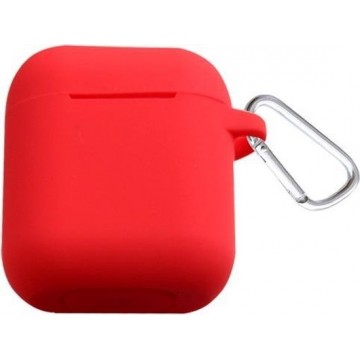 Let op type!! Thicken cover anti-drop stofbestendige gesp Bluetooth oortelefoon silicone case voor Apple Airpods (rood)