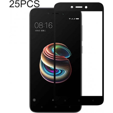 Let op type!! 25 stuks volledige lijm volledige cover Screen Protector gehard glas film voor Xiaomi Redmi 5A