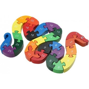 Let op type!! 3 PC'S Engels alfanumerieke houten twisted Snake puzzel kinderen geassembleerd bouwsteen speelgoed