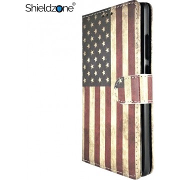 Shieldzone - LG Q7 portemonnee hoesje - Amerikaanse vlag USA