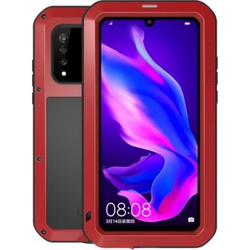 Huawei P30 Lite hoes, Love Mei, metalen extreme protection case, zwart-rood - Telefoonhoes geschikt voor: Huawei P30 Lite