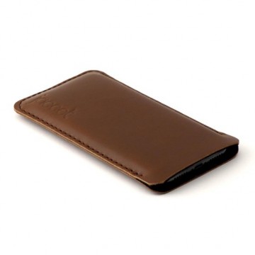 Jaccet - Galaxy Note 9 case - Handgemaakt Full-grain lederen insteekhoes - bruin leer - zwart wolvilt voering