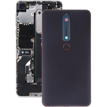 Batterij achterkant met cameralens en zijtoetsen en vingerafdruksensor voor Nokia 6.1 / 6 (2018) / 6 (2e generatie) (zwart)