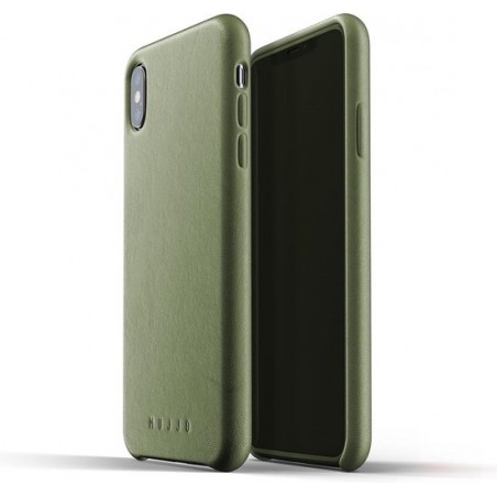 Mujjo iPhone XS Max Leren Telefoonhoesje - Olijf Groen - Premium leer - Telefoon case / cover - Slimfit - 1.8mm dun