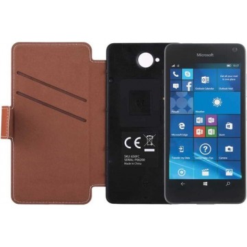 Let op type!! For Microsoft Lumia 650 Horizontal Flip Leather Case with Card Slot + Back Cover with NFC Sticker(Brown)
