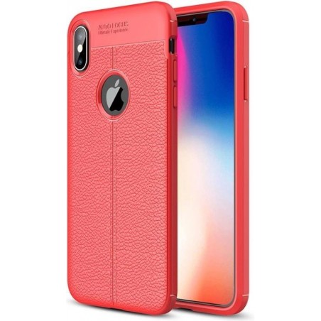 Let op type!! Litchi textuur TPU Case voor iPhone XS Max (rood)