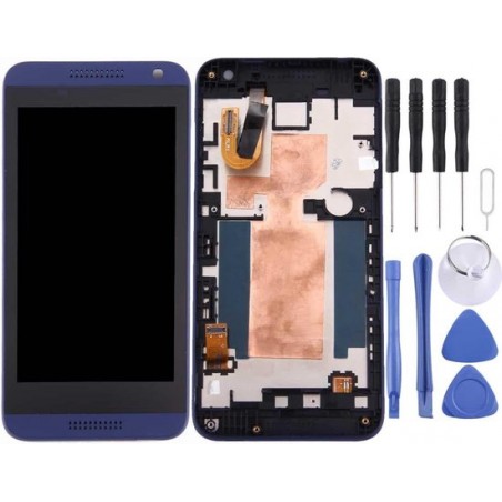 Lcd-scherm en Digitizer volledige montage met frame voor HTC Desire 610 (donkerblauw)