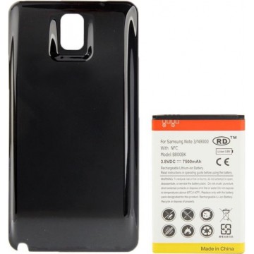 7500mAh vervangende mobiele telefoonbatterij met NFC & achterdeurafdekking voor Galaxy Note III / N9000 (zwart)