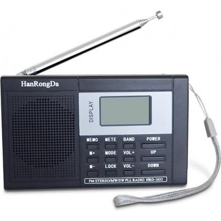 Let op type!! HRD-1032 Portable Full Band Digitale Demodulatie Stereo Radio (Zwart)