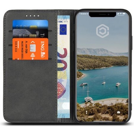 Casecentive Leren Wallet case - Portemonnee hoesje - iPhone X zwart