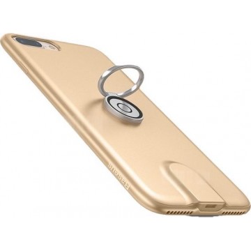 Baseus iPhone 8 & 7 hoesje met auto houder magneet voor draadloos opladen - No More Cables - Incl. Ringhouder - Goud