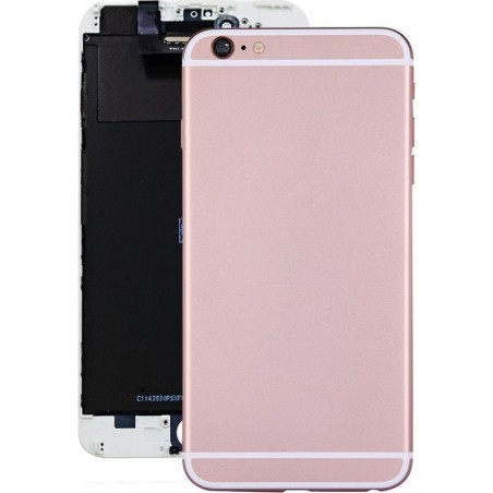 Volledige achterkant behuizing met aan / uit-knop en volumeknop Flex-kabel voor iPhone 6 Plus (rose goud)
