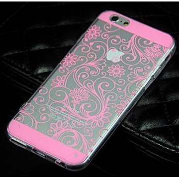 Apple Iphone 6 / 6S Zacht siliconen design hoesje (licht roze)