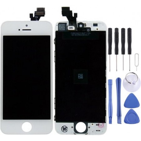 Let op type!! 3 in 1 for iPhone 5 (Original LCD + LCD Frame + Touch Pad) Digitizer Assembly(White)
