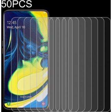 Let op type!! 50 stuks 0.26 mm 9H 2.5 D gehard glas film voor Galaxy A80  geen retail pakket