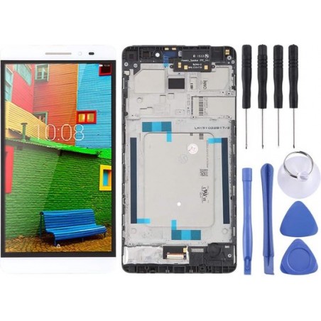 Lcd-scherm en digitizer volledige montage met frame voor Lenovo PHAB Plus PB1-770 PB1-770N PB1-770M (wit)