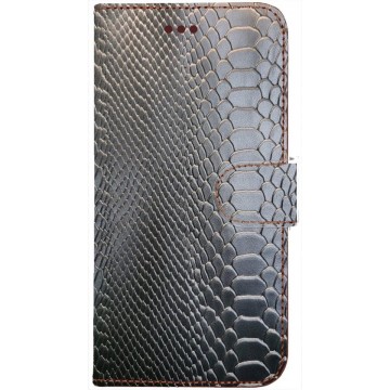 Handmade Echt Leer Black Mamba Snake Apple iPhone SE (2020) Smartphone hoesje book case