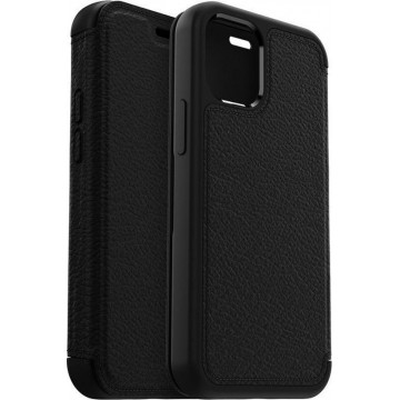 Otterbox - Strada Case wallet hoes - iPhone 12 Mini - Zwart + Lunso Tempered Glass