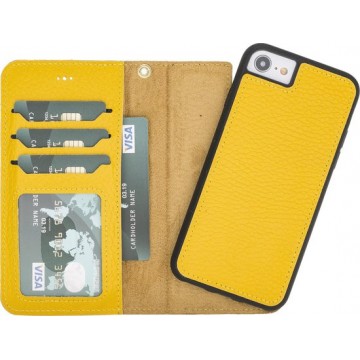 Mjora Lederen Apple iPhone 7 / 8 Hoesje (New edition Tweedelige ontwerp: Book Case / Hardcase - Yellow)