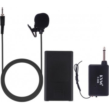 Let op type!! KVM K-08B lavalier draadloze microfoon met ontvanger (zwart)