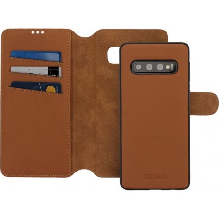 Minim 2-in-1 Samsung Galaxy S10 Hoesje Book Case en Back Coverr Bruin