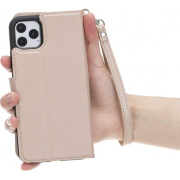 Mjora Lederen Apple iPhone 11 PRO Hoesje (New edition Tweedelige ontwerp: Book Case / Hardcase - Roze)