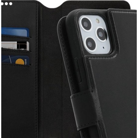 Minim 2-in-1 iPhone 11 Pro Hoesje Book Case en Back Cover Leer Zwart