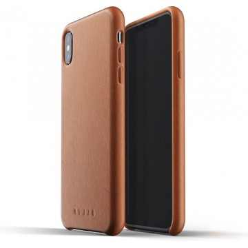 Mujjo iPhone XS Max Leren Telefoonhoesje - Bruin - Premium leer - Telefoon case / cover - Slimfit - 1.8mm dun