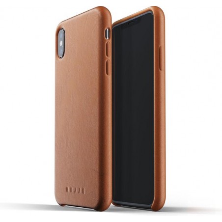 Mujjo iPhone XS Max Leren Telefoonhoesje - Bruin - Premium leer - Telefoon case / cover - Slimfit - 1.8mm dun