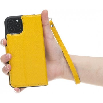Mjora Lederen Apple iPhone 11 PRO Hoesje (New edition Tweedelige ontwerp: Book Case / Hardcase - Geel)