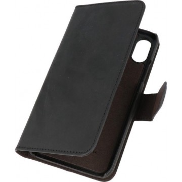 DiLedro Defender Echt Leren Wallet iPhone X / Xs Hoesje - Rustic Black