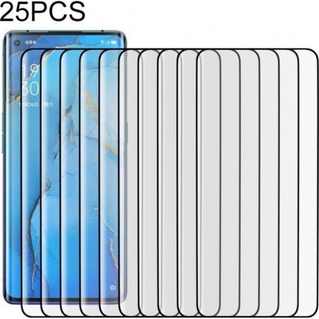 25 PCs voor OPPO Reno3 Pro 9H HD 3D gebogen gehard glasfilm (zwart)