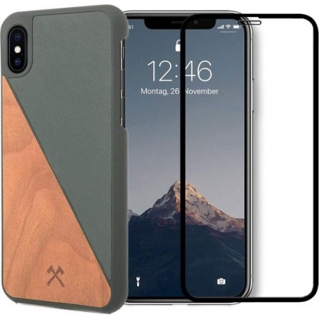 iPhone Xs Max hoesje - Woodcessories - Groen - Hout