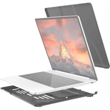 Let op type!! Split waterdichte PC Crystal laptop beschermhoes voor Huawei MateBook 13 inch  met standaard & handvat (zwart)