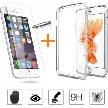 Ultra Dunne TPU silicone case hoesje Met Gratis Glazen Screenprotector iPhone 6 6S