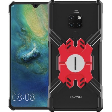 Let op type!! Voor Huawei Mate 20 Hero Series Anti-fall Slijtvaste metalen beschermhoes met beugel (Zwart Rood)