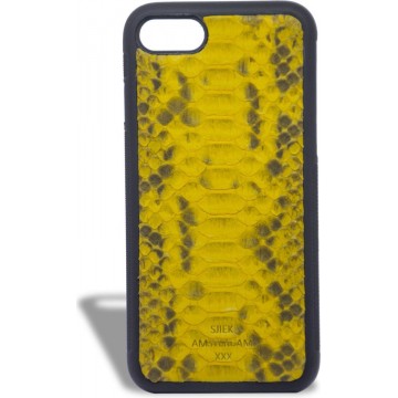 Luxe handgemaakte iPhone 8 case- Total Yellow Python