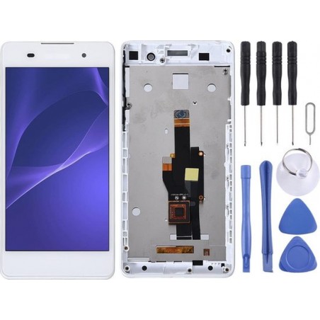 Lcd-scherm en digitizer volledige montage met frame voor Sony Xperia E5 F3311 F3313 (wit)