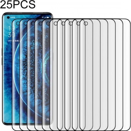 25 PC's voor OPPO Find X2 Pro 9H HD 3D gebogen gehard glasfilm (zwart)