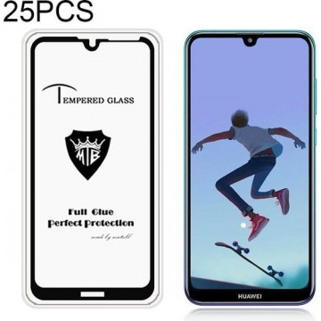 25 STUKS MIETUBL Volledig scherm Volledige lijm Anti-vingerafdruk Gehard Glas Film voor Huawei Y7 Prime (2019) (Zwart)