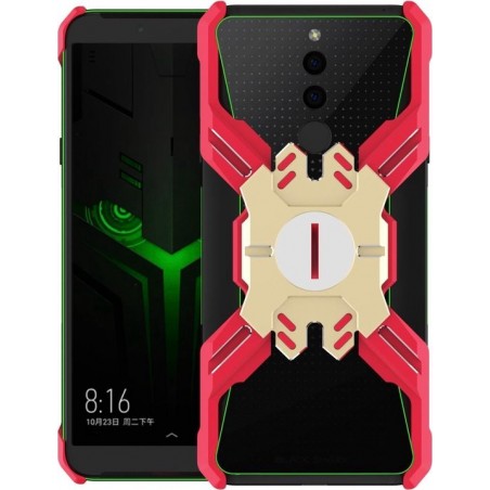 Let op type!! Voor Xiaomi Black Shark 2 Hero Series Anti-fall Slijtvast Metalen beschermhoes met beugel (Red Gold)