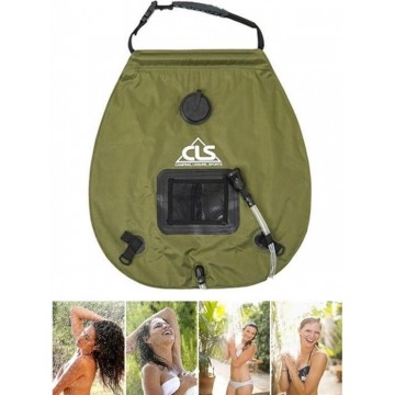 Let op type!! Outdoor Badzak Zelfrijdende Camping Solar Hot Water Bottle 20L Water Storage Bag (Army Green)