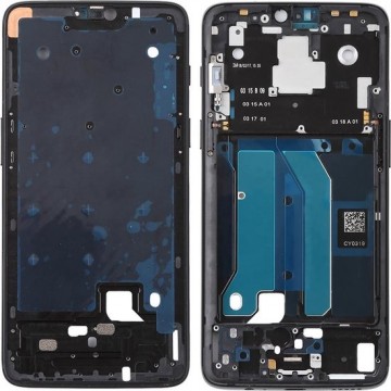 Front Behuizing LCD Frame Bezel Plate met Side Keys voor OnePlus 6 (Jet Black)