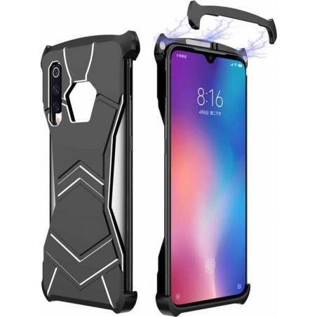 Let op type!! R-JUST magneet adsorptie metaal gepolijst textuur telefoon geval voor Xiaomi mi 9 (zwart)