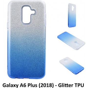 Kleurovergang Blauw Glitter TPU Achterkant voor Samsung Galaxy A6 Plus (2018) (A6 Plus 2018)