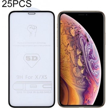 Let op type!! 25 PCS 9H 5D Full Glue Full Screen Tempered Glass Film for iPhone X / XS / 11 Pro